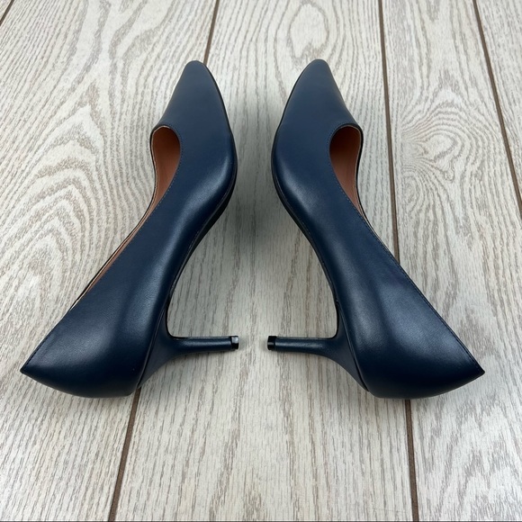 French Connection Kate Classic Pointy Toe Stiletto Pump 10 Navy Faux Leather $98 - Picture 6 of 9